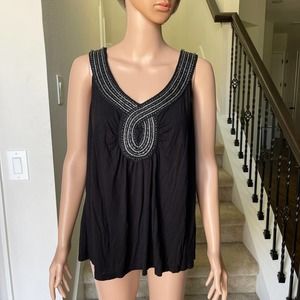 Apt.9 Black Tank Top Embellished Woman Sz 0X pre-owned